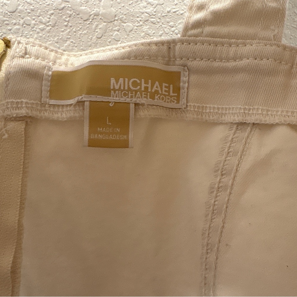 Michael Kors Cream Button Front Crop Top & Mini Skirt Set – Size L - Picture 6 of 16
